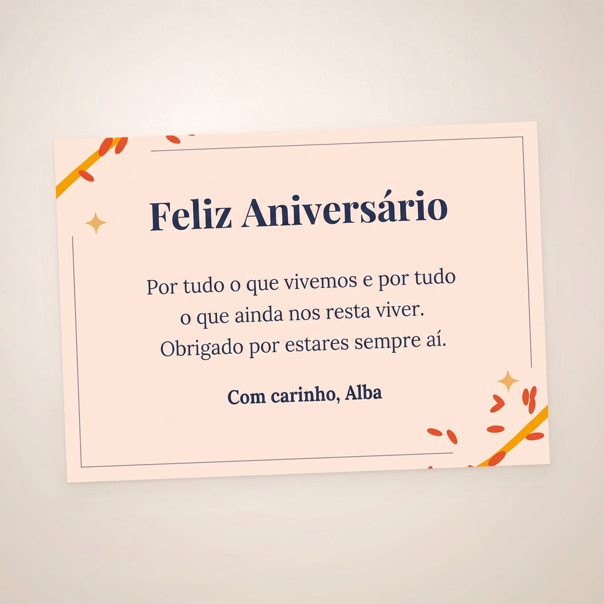 Tarjeta de dedicatoria de aniversário, A6 apaisada, con confeti dorado