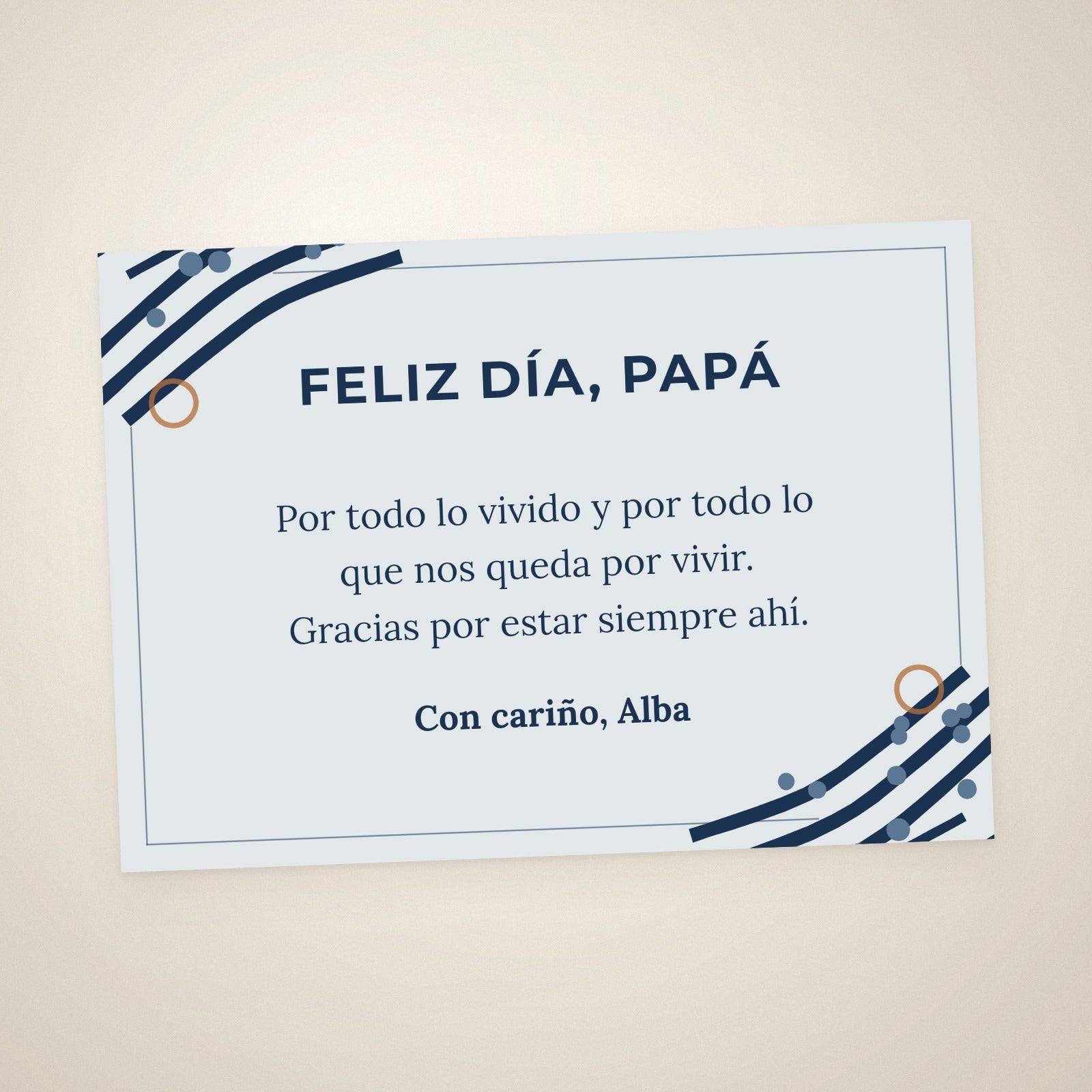 Tarjeta de dedicatoria del Día del Padre, A6 apaisada, en azul marino