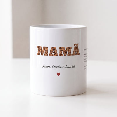 Caneca Mãe Leopardo e Nomes