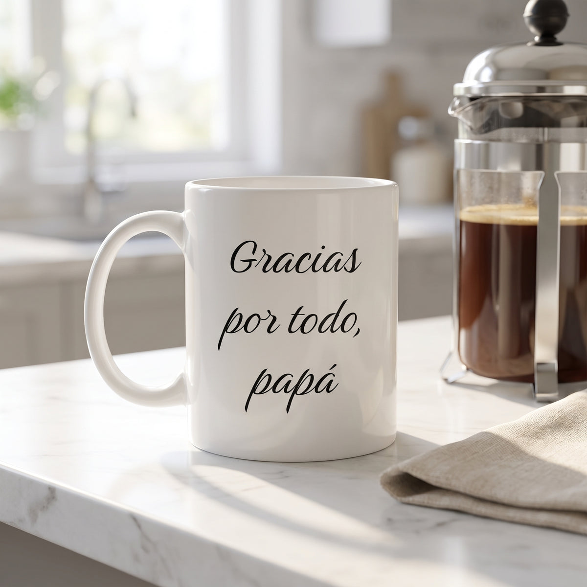 Costado de la taza para papá con una frase de agradecimiento