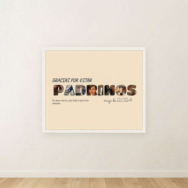 Cuadro letras con fotos personalizado bautizo