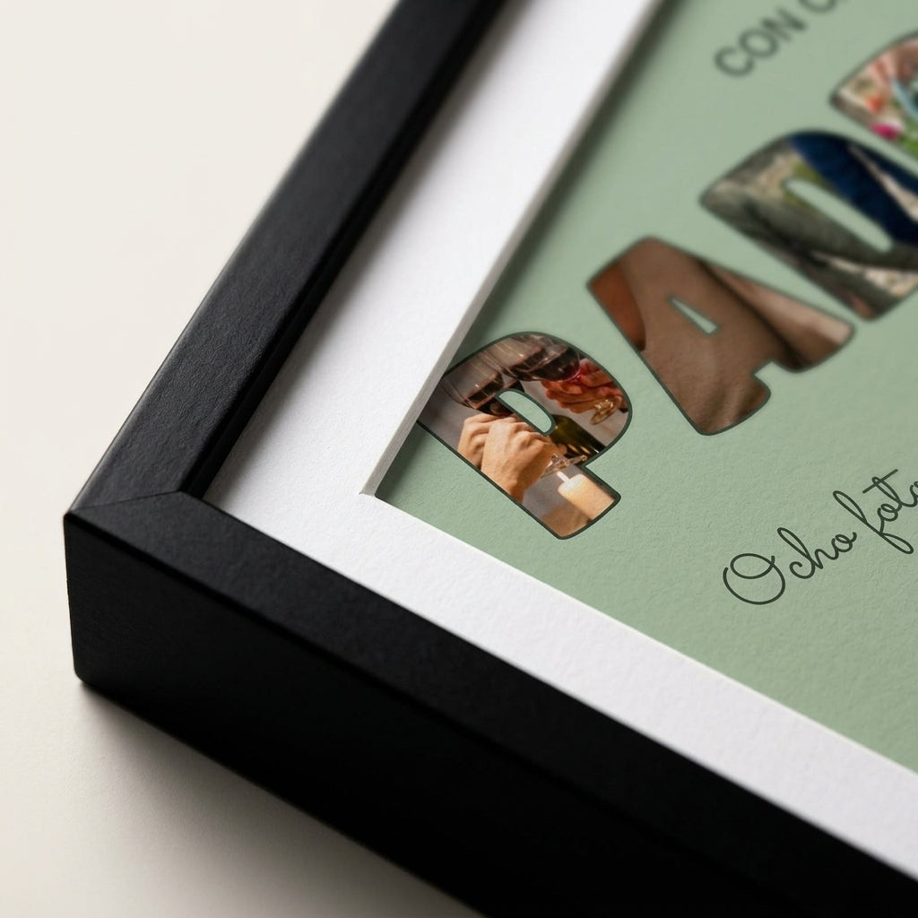 Margen de la lámina dentro del marco del cuadro letras con fotos personalizado de bautizo