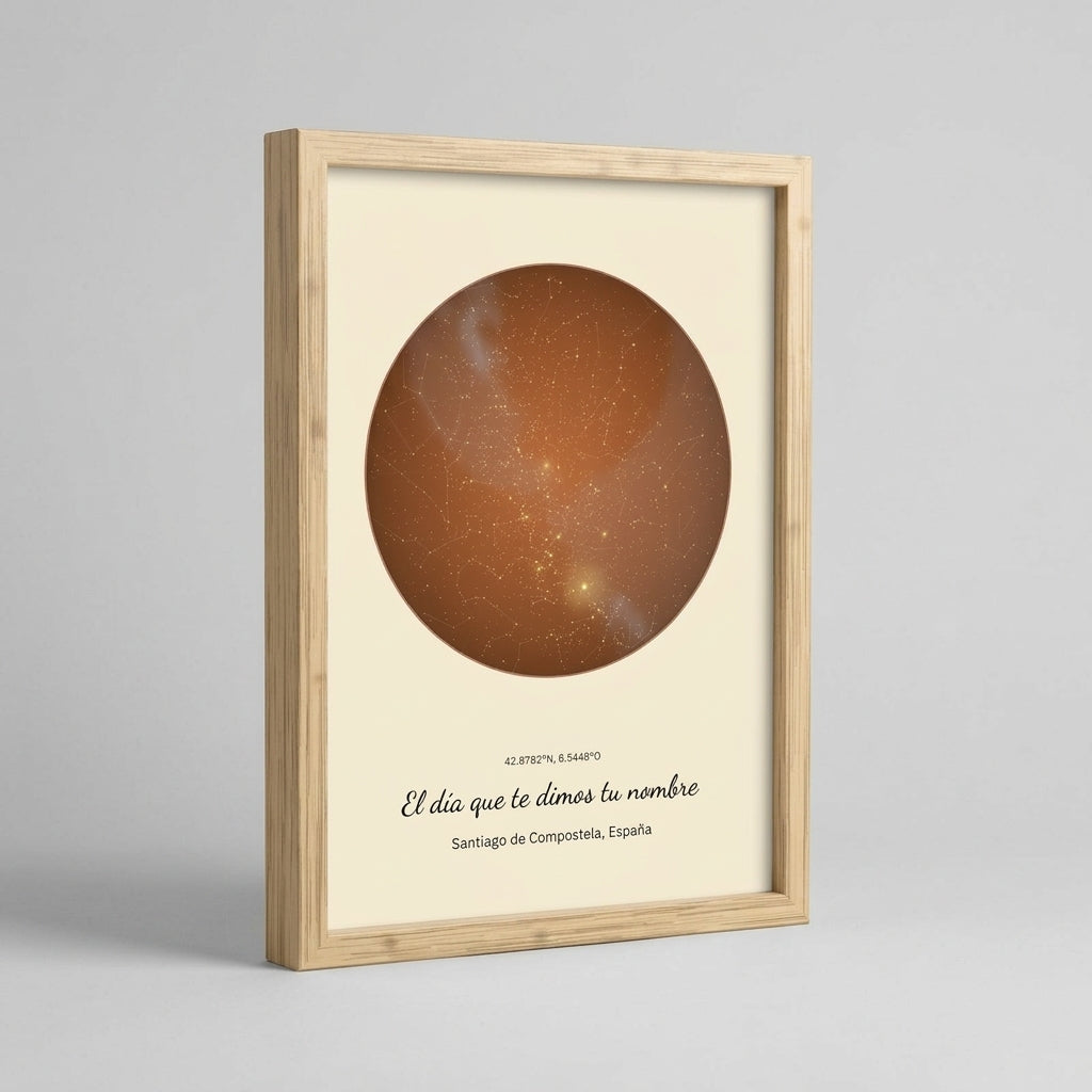 Grosor y perfil del marco de madera del cuadro mapa estelar personalizado de bautizo