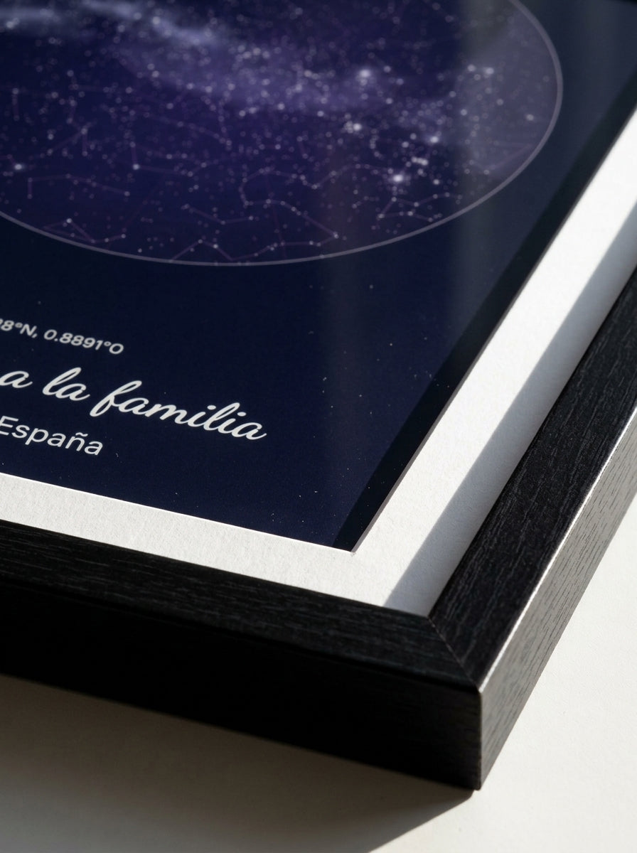 Margen de la lámina dentro del marco del cuadro mapa estelar personalizado de bautizo